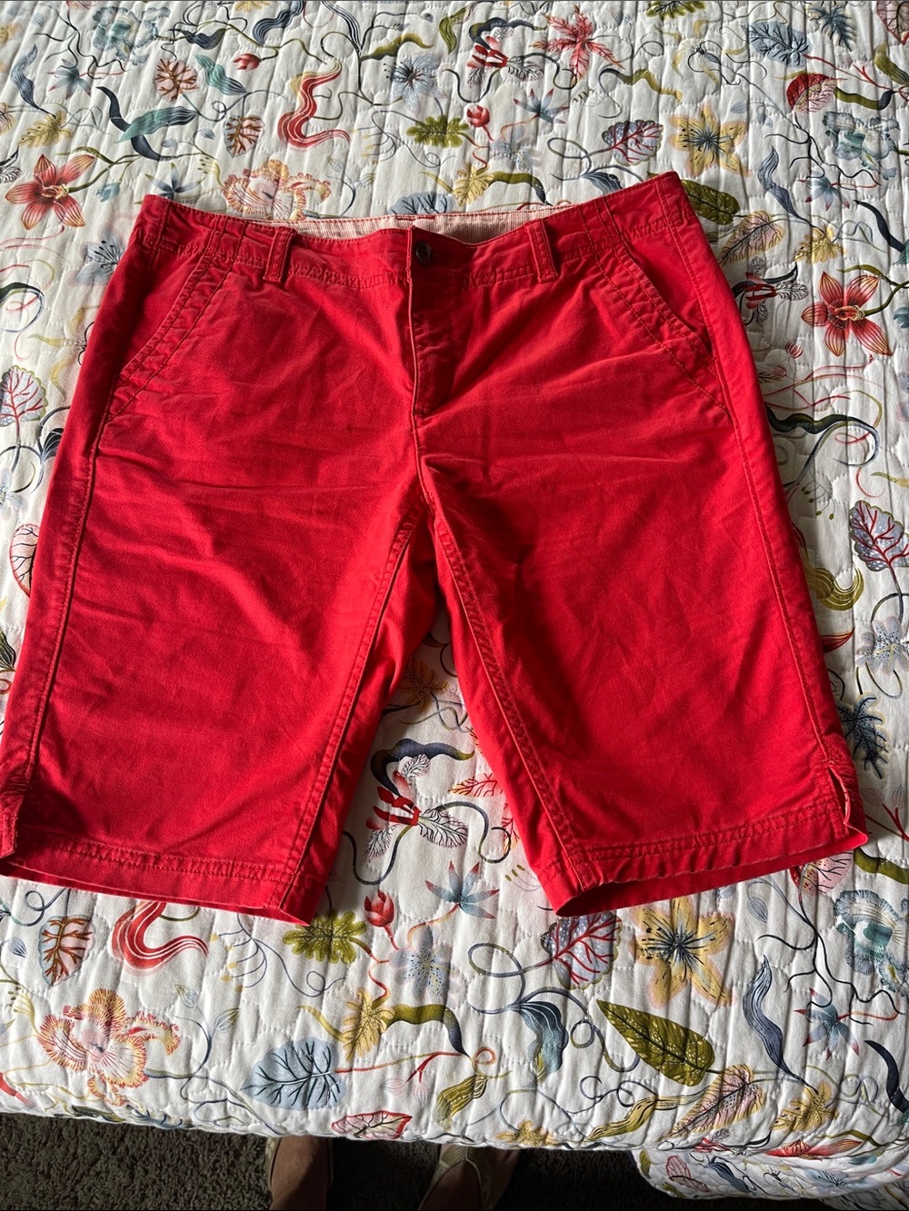 The North Face Women’s Bright Red Flat Front Shorts, size 10
